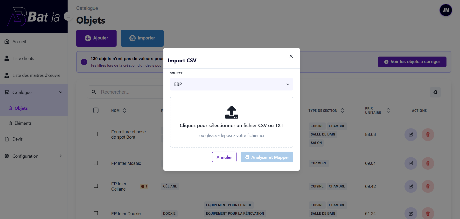 BAT IA - Import du plan PDF