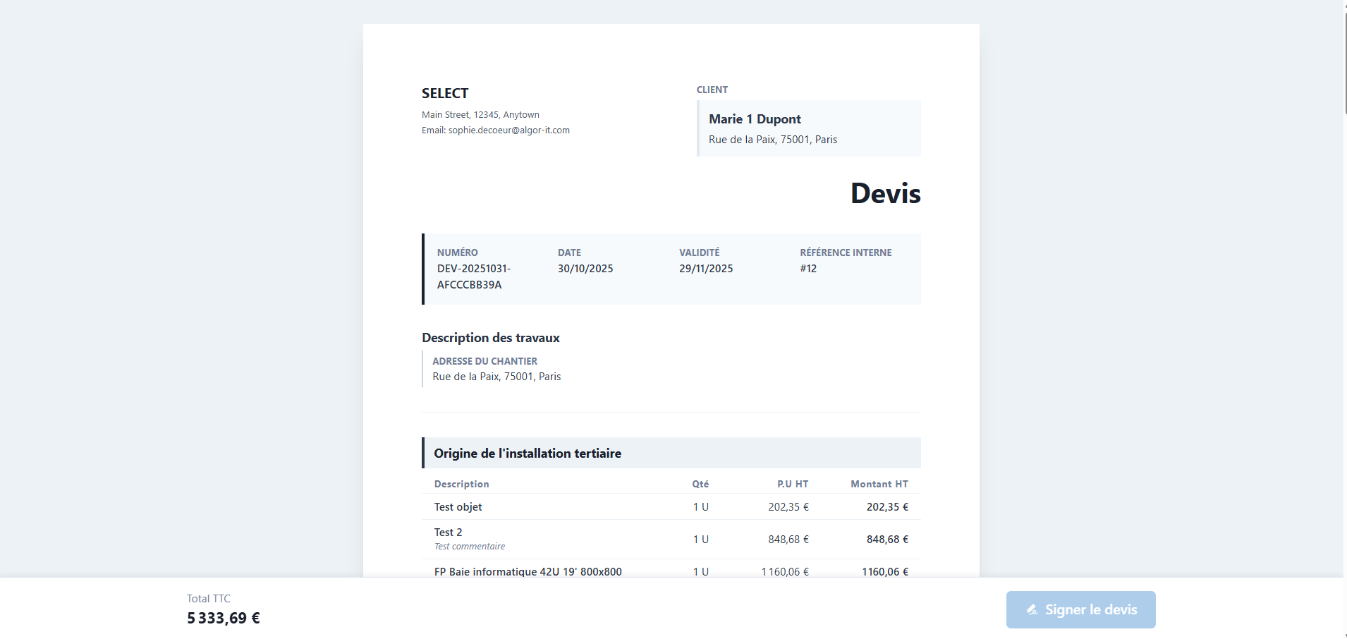 BAT IA - Édition des équipements
